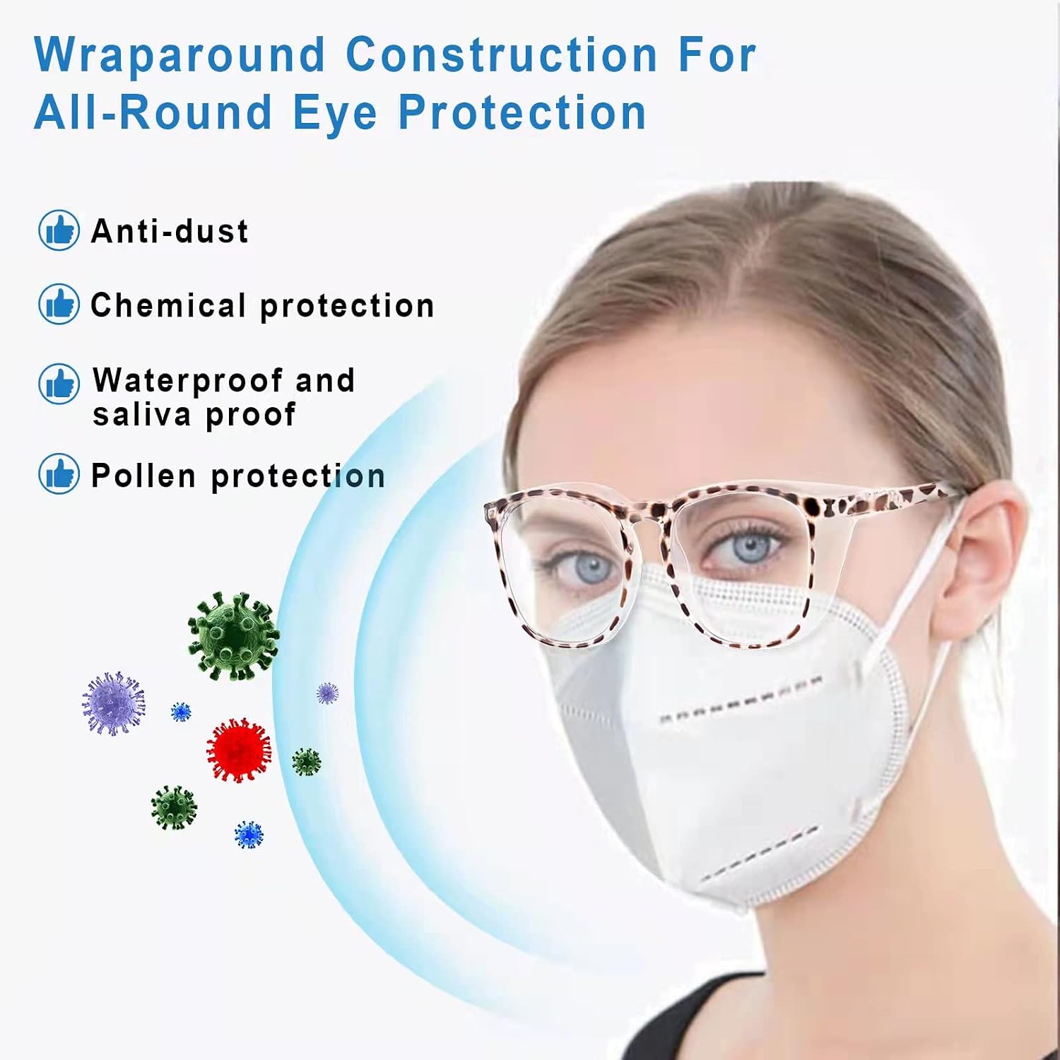 SQIMZAR Safety Glasses Goggles For Women Nurses Protective Eyewear,Anti Fog Safety Goggles