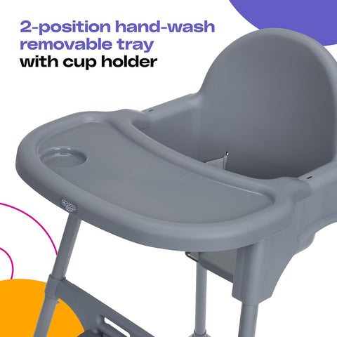 Cosco Kids Canteen High Chair Lightweight Portable Baby Feeding Chair with Adjustable Tray, Easy to Clean, Kitchen or Dining Use, Toddlers Up to 33 lbs, Mono Black