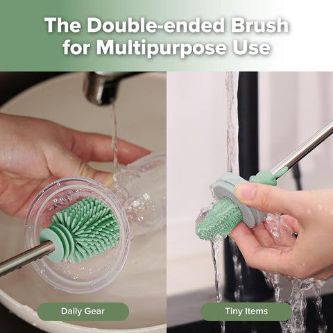 Haakaa Silicone Cleaning Brush for Baby Bottles & Crevices, Pea Green, 1PK