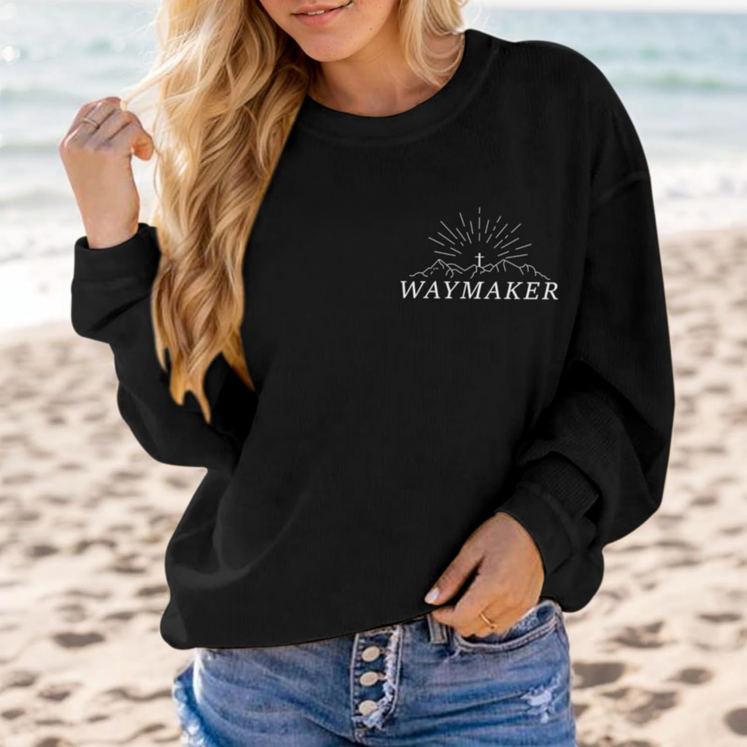 Pairxily Womens Christian Sweatshirt Inspirational Religious Faith Sweatshirts Graphic Crewneck Long Sleeve Shirts
