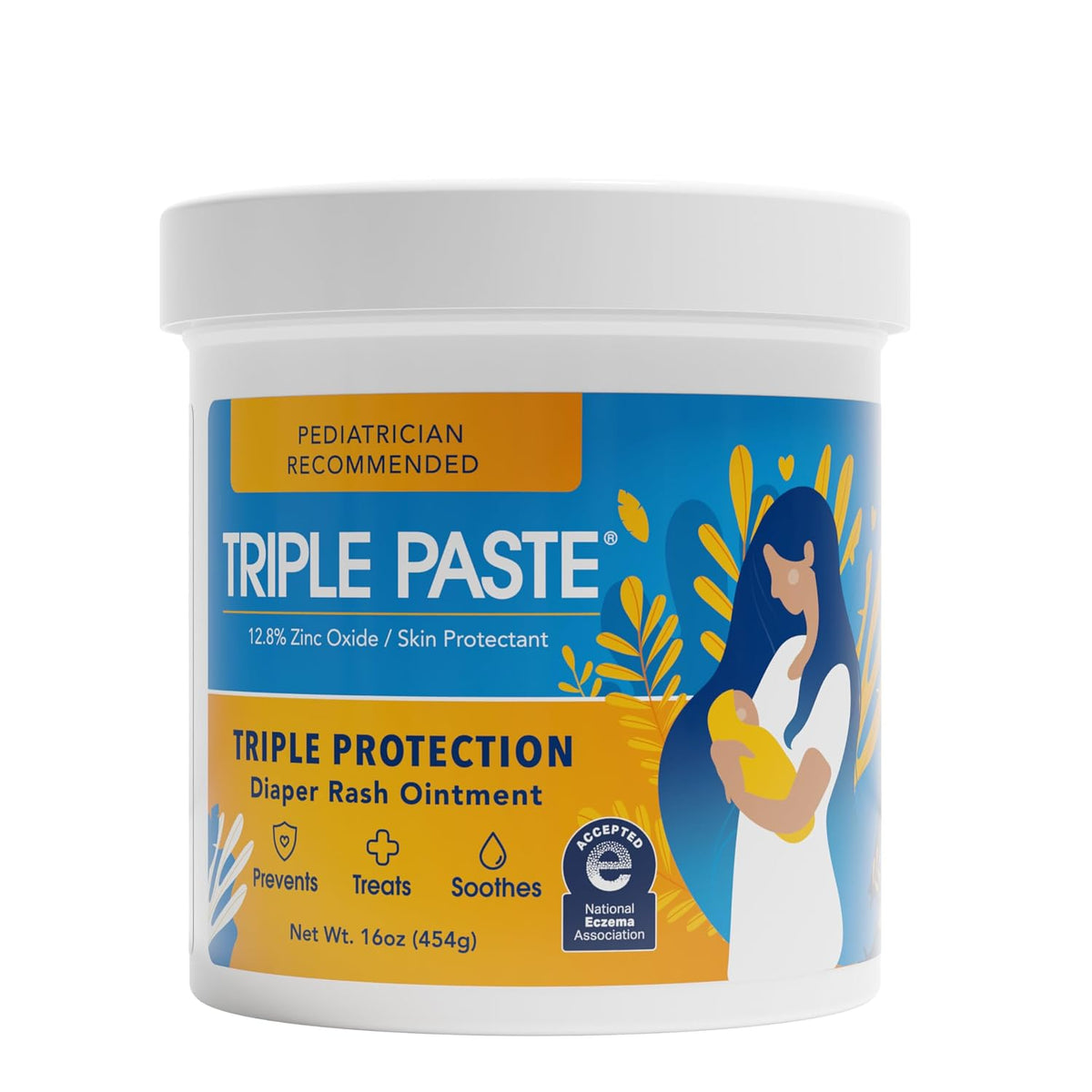 Triple Paste Diaper Rash Cream, Zinc Oxide Baby Ointment, 16 oz