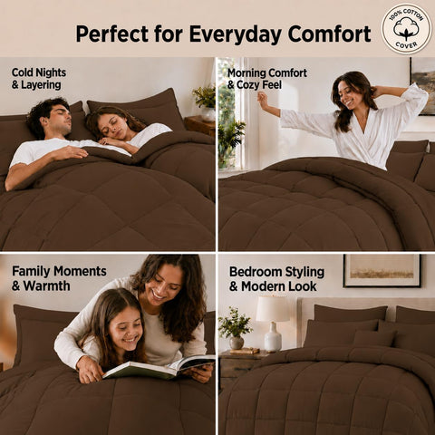 Anluoer King Size Comforter Set, 7 Piece Bed in a Bag King Bedding Sets