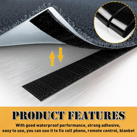 32 Ft × 1 Inch Hook and Loop Strips with Adhesive, Nylon, 2 Rolls Black
