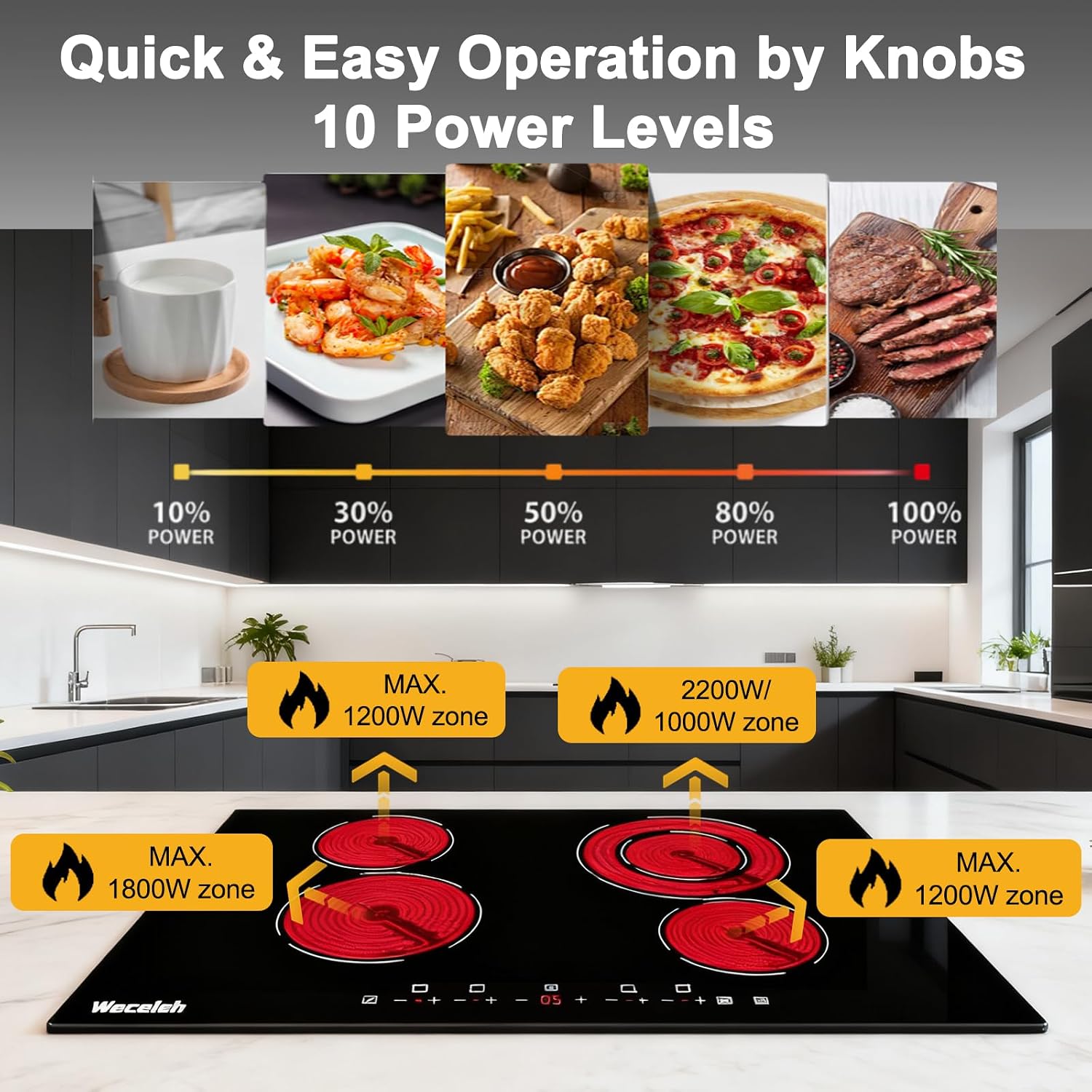 Electric Cooktop 30 Inch, 4 Burners Built-in Electric Stove Top