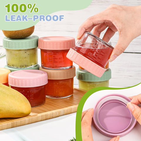 RowinsyDD 40 Pack Baby Food Containers, 4 oz Glass Baby Food Jars with Lids