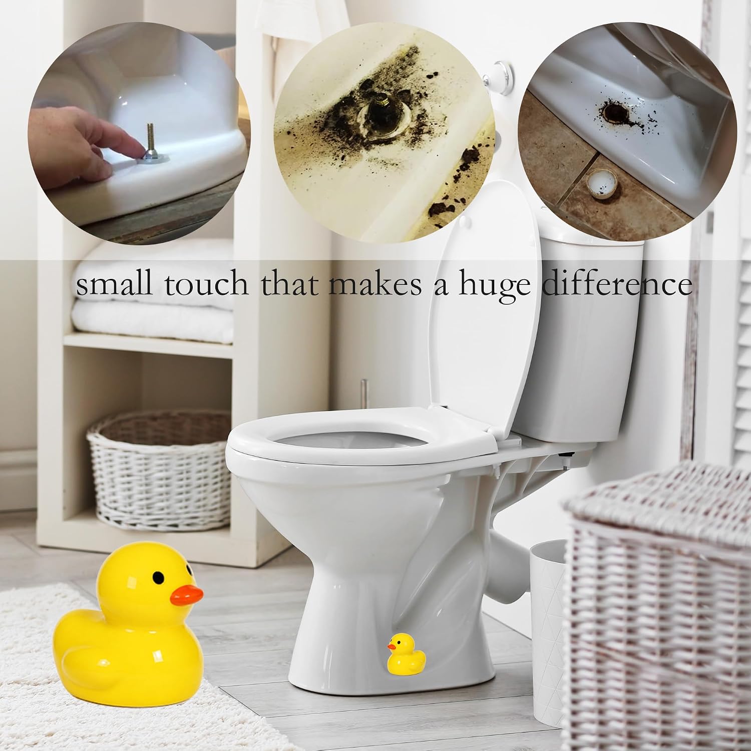 ZUNON Toilet Bolt Covers, Toilet Bolt Caps, Ceramic Yellow Duck, Set of 2