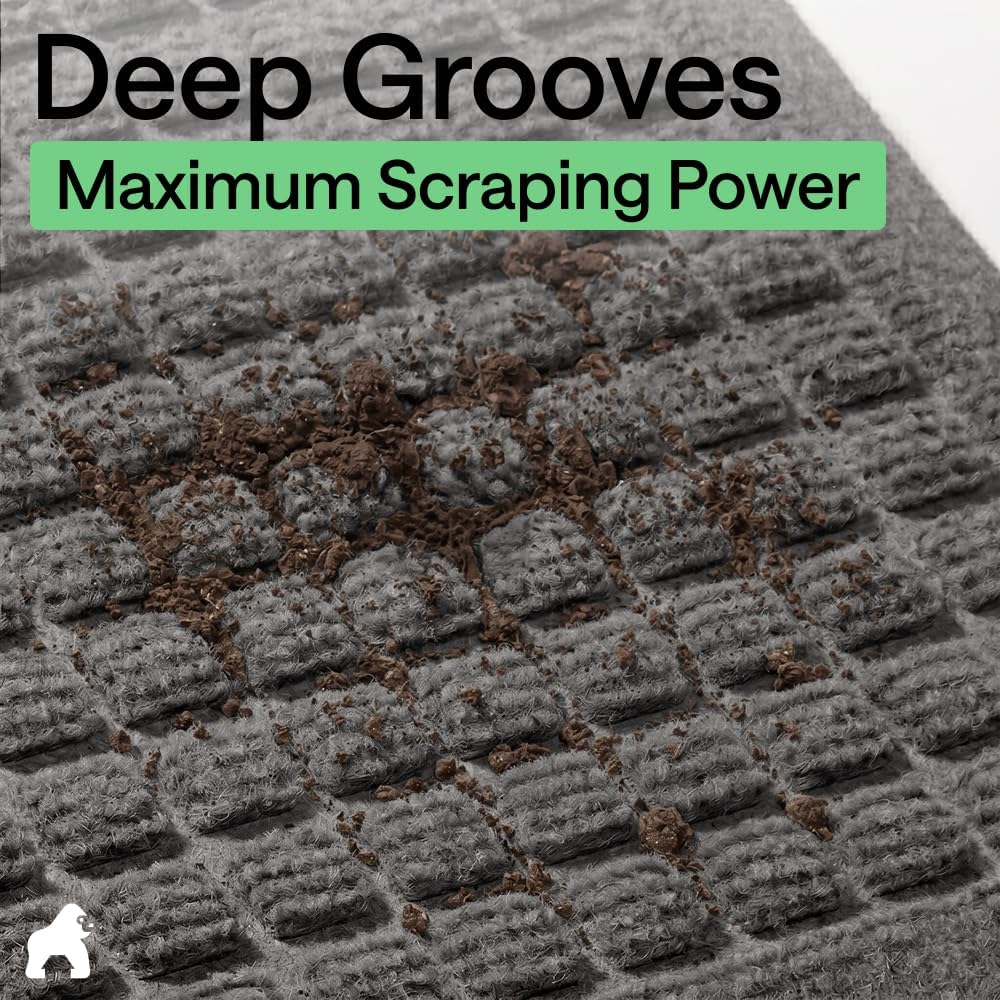 GORILLA GRIP® HydroABSORB Door Mat for Indoor Outdoor, 47x35 Charcoal