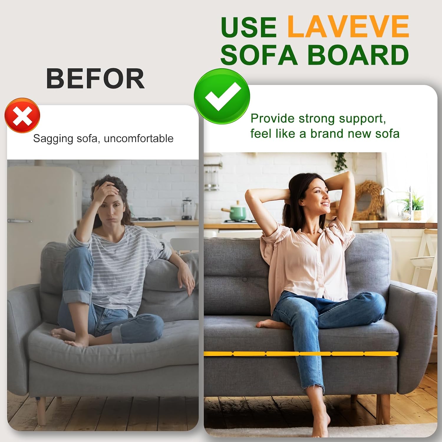 LAVEVE Heavy Duty Couch Cushion Support Board for Sagging Sectional Sofas