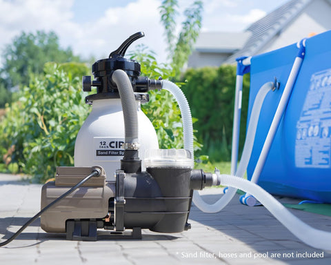 CIPU Pool Pump with Timer 2700GPH 115V Powerful Self Priming Above Ground Swimming Pool Pump 0.35HP with Filter Basket Low Noise for Pools Hot Tub Spa Water Circulation