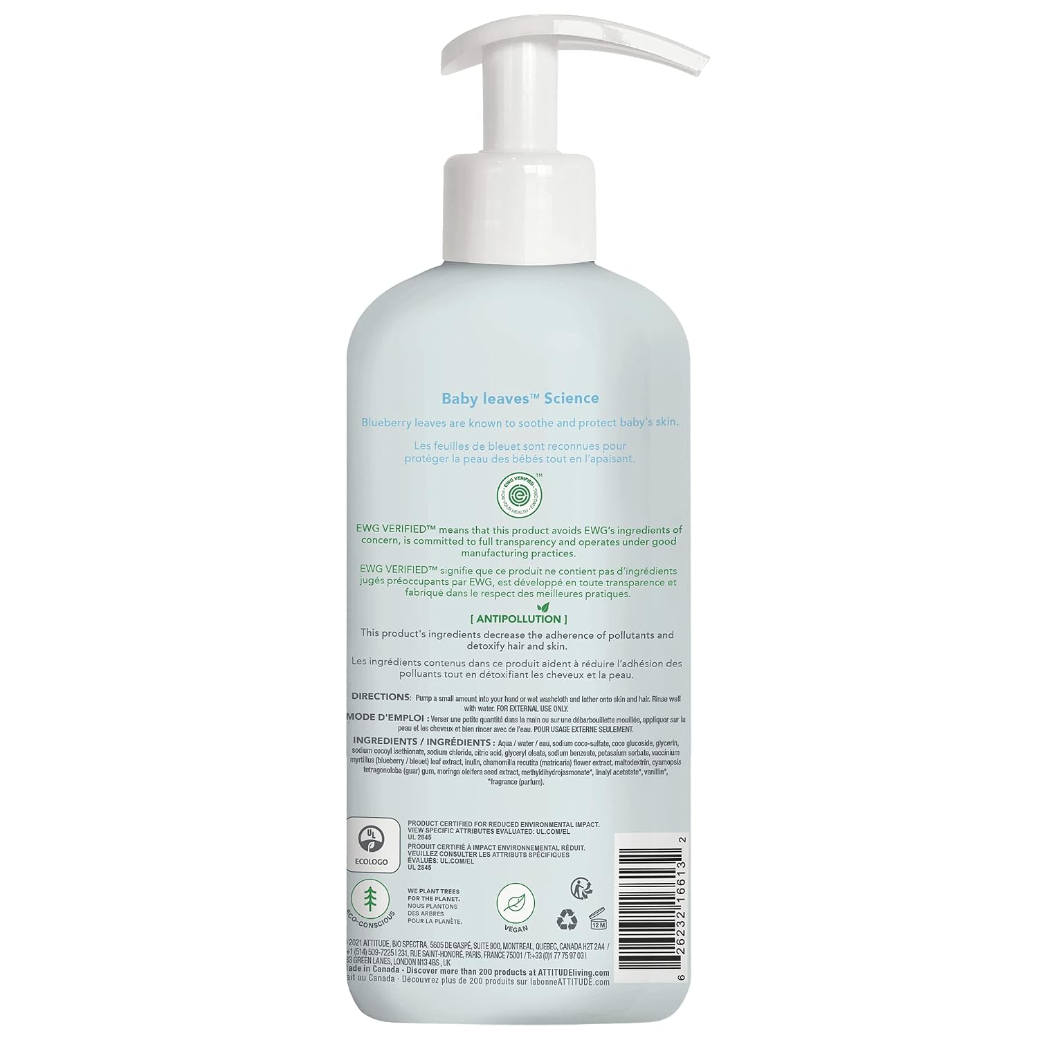 ATTITUDE 2-in-1 Shampoo and Body Wash for Baby, EWG Verified, Dermatologically Tested, Vegan, Good Night, 16 Fl Oz (Pack of 2)