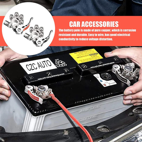 Moly Magnolia 2PCS 4-Way Quick-Release Car Battery Terminal Connectors, Silver-1