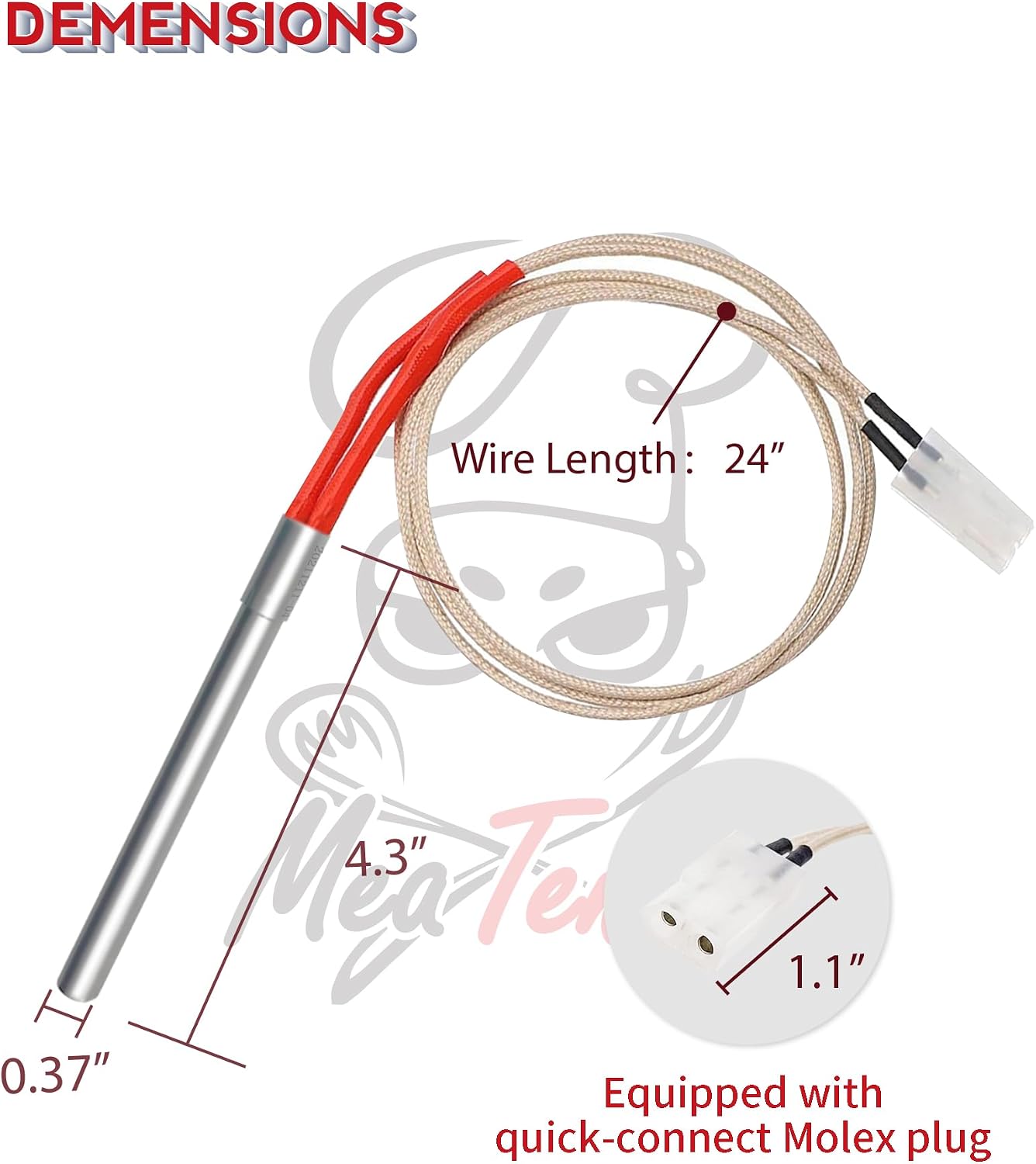 2-Pack Hot Rod Igniter Replacement for Traeger, Pit Boss, Camp Chef & Z Grills, Oklahoma Joe's – Heavy Duty AC Grill Heating Element Replaces 70112 BAC199 KIT0088 PG24-21 16801-20B