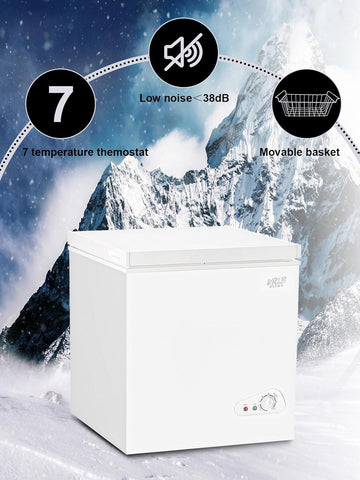 KRIB BLING Chest Freezer Adjustable Thermostat Compact with Removable Storage Basket for House Kitchen Garage Basement (5.0 cu.ft, White)