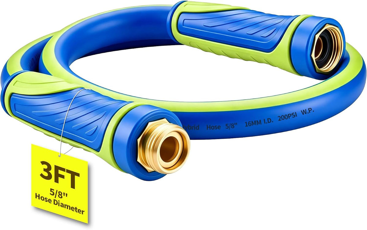 Garden Hose 3ft x 5/8", Heavy Duty Water Hose, Kink Resistant
