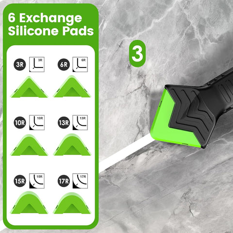 Goopreen 5 in 1 Caulking Tool Silicone Caulking Grout Removal Sealant Finishing Tool with Stainless Steel Head, 6 Replaceable Pads, Gap Seam Repair Kit for Kitchen Bathroom Sink Toilet Caulking