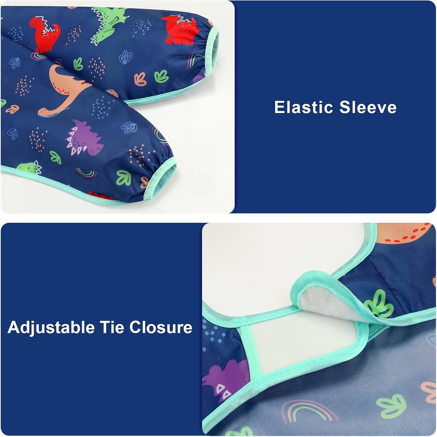 Accmor 4 Pack Long Sleeve Bibs, Baby Smock Waterproof Full Sleeved Bib for Baby Toddler 6-36 Months