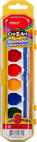 Cra-Z-Art Watercolor Paint Set with Brush Bulk Pack, 8 Colors (Pack of 12), 12 Total Paint Sets, Non-Toxic Washable Watercolors for Kids, Classroom Art Supplies & School