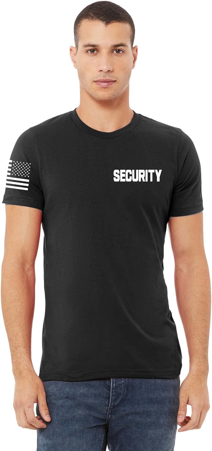Promotion & Beyond Security | Event Safety Guard Staff One/Two-Sided American USA Flag On Arm Big Sizes Polo Unisex T-Shirt