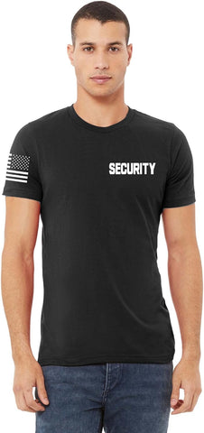 Promotion & Beyond Security | Event Safety Guard Staff One/Two-Sided American USA Flag On Arm Big Sizes Polo Unisex T-Shirt