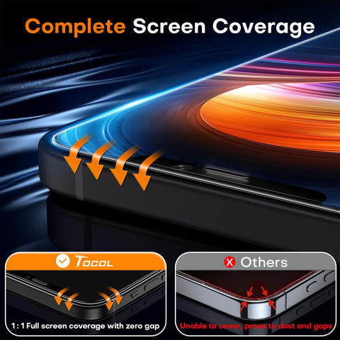 TOCOL for iPhone 12 Screen Protector [Military Grade Shatterproof] HD Tempered Glass for iPhone 12 Full Coverage Screen Protector, Anti-Fingerprint, Easy Installation, 2 Packs