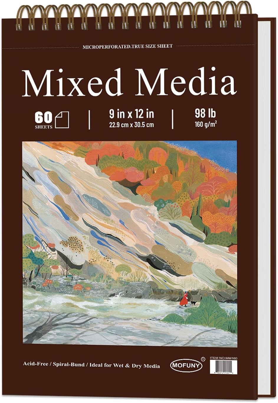 MOFUNY Mixed Media Sketchbook 9x12, Drawing Paper Pad 60 Sheets_98lb/160gsm