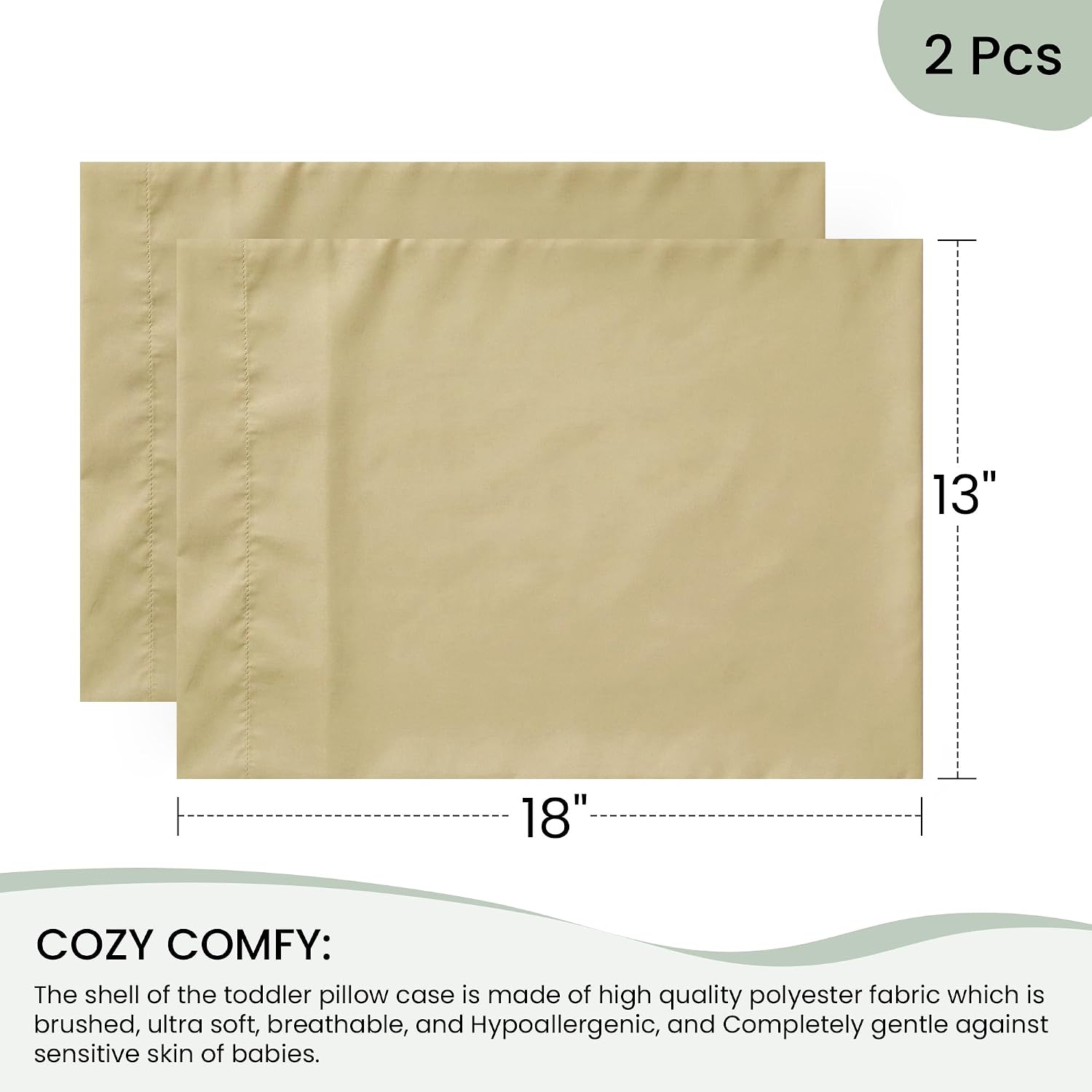 EXQ Home Toddler Pillowcases 13x18, Set of 2 (Dark Camel)