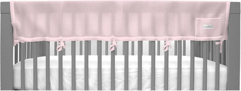 BreathableBaby Breathable Mesh RailGuard Teething Cover — 51” Long Panel (1) — Fits Most Full-Size and Does Not Fit Mini Cribs — Use with Coordinating Short Panels - Light Pink