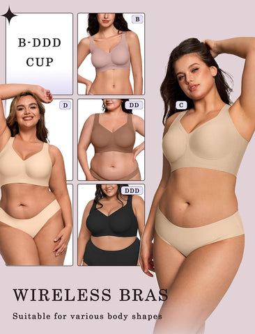 OEAK Womens Wireless Jelly Bras Plus Size Support Push Up Comfortable Bra
