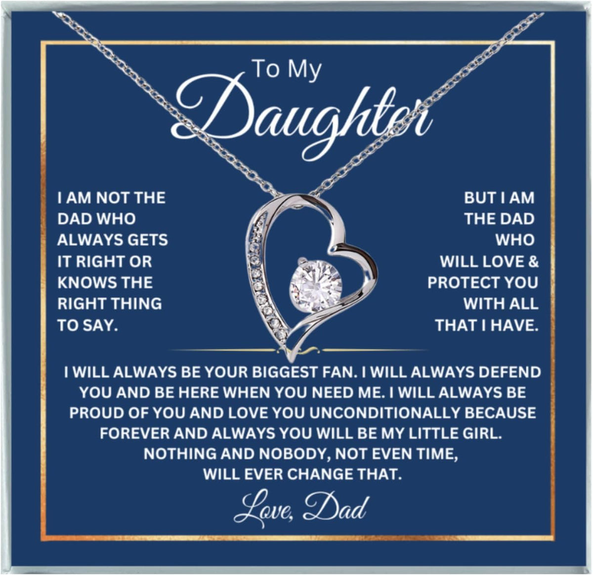 To My Daughter Necklace From Dad With Heartfelt Message