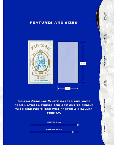 Zig Zag Original White Rolling Papers - 70mm, 48 Booklets (32 Sheets Each) - Premium Slow Burn & Consistent Seal