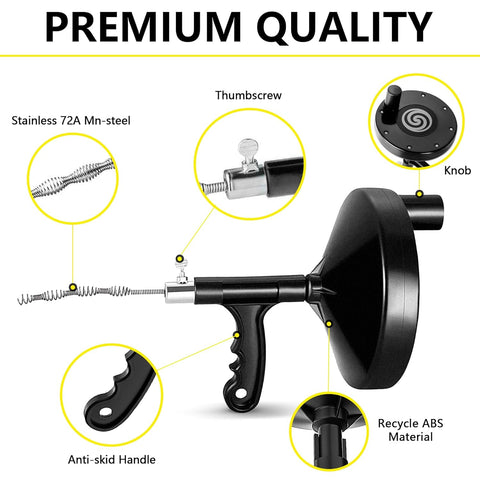 Drain Auger 25 Ft with Gloves, Heavy Duty Plumbing Snake Drain Clog Remover
