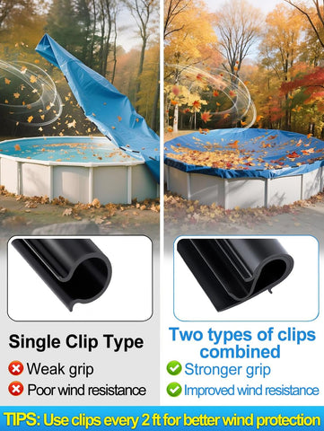 Aulock 48 Pack 2 Shapes Winter Pool Cover Clips, Double Protection