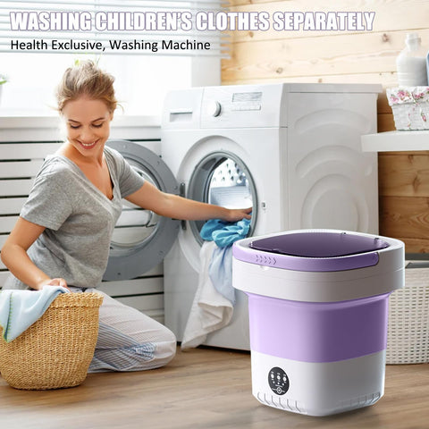 Portable washing machine,15L Upgraded Large Capacity Foldable Mini washing machine, small washer for Baby Clothes, Underwear or Small Items, Apartment, Dorm,RV Travel laundry Gift Choice.(Purple)