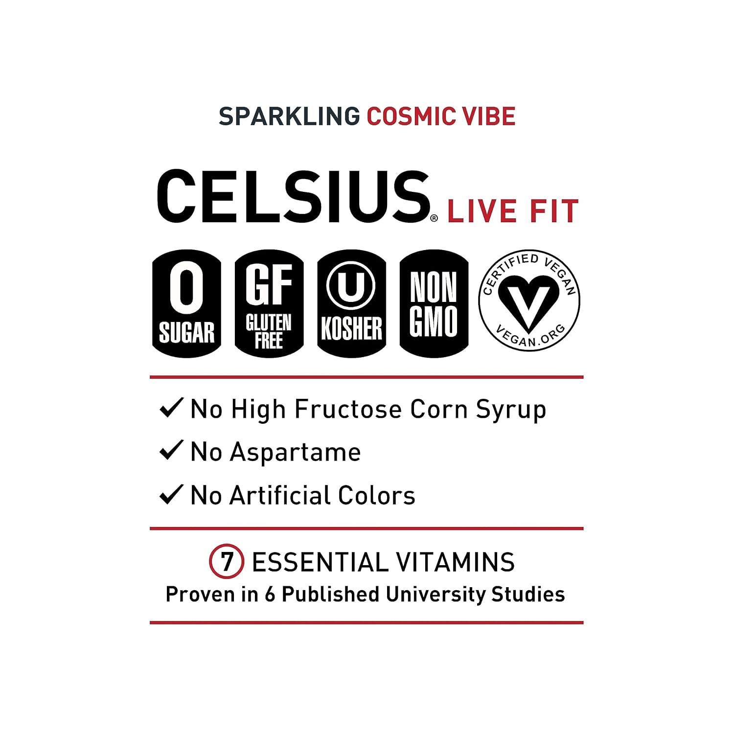 CELSIUS COSMIC VIBE Sparkling Fruit Punch, Sugar Free Energy Drink, 12 Fl Oz (Pack of 12)
