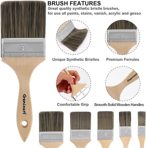 Double Thick Chip Paint Brush, 6 Pack, 3 inch / 75mm Stain Brushes for Painting Walls and Fence Staining, Wooden Handle Masonry Paintbrush for Varnish, Paste, Gesso and Limewash
