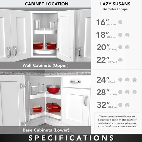 Rev-A-Shelf 2 Tier Pie-Cut Plastic Lazy Susan for Corner Base Cabinets, 24"