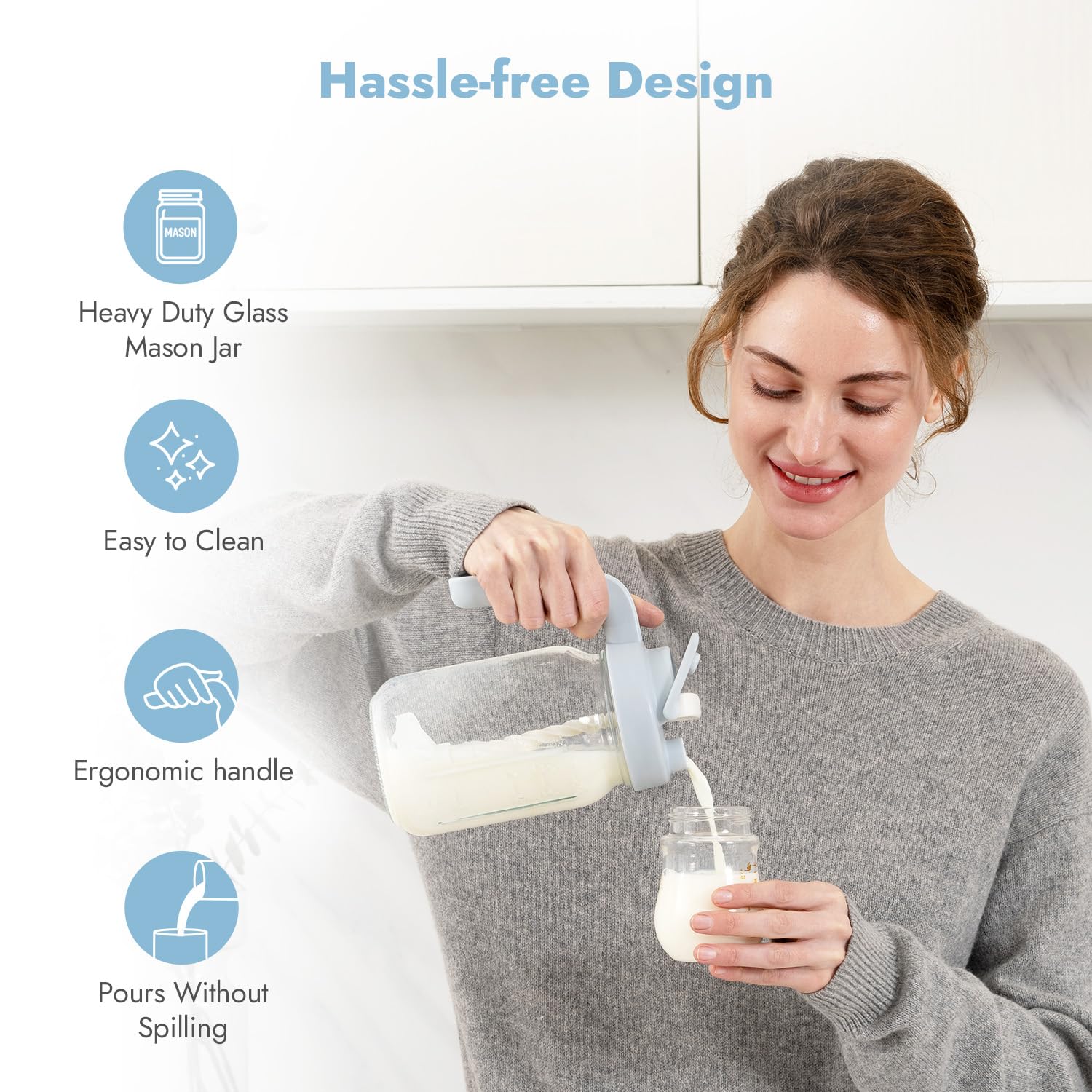 Papablic Breast Milk Pitcher, Formula & Baby Feeding Container, Blue