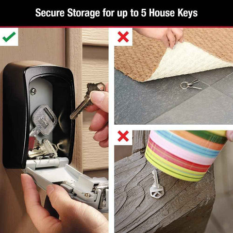 Master Lock Combination Wall Mount Key Lock Box Holds 5 Keys, Black, 5401EC | Wall Mounted Key Lock Box For Realtors, Landlords, Property Managers For Secure Key Storage, Resettable 4-digit Code