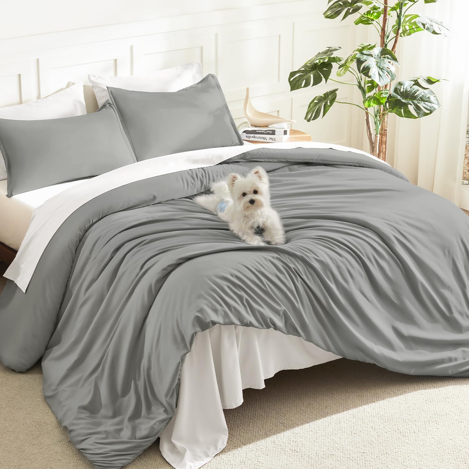 Litanika Comforter Full Size, 3 Pieces Lightweight Solid Bed Set