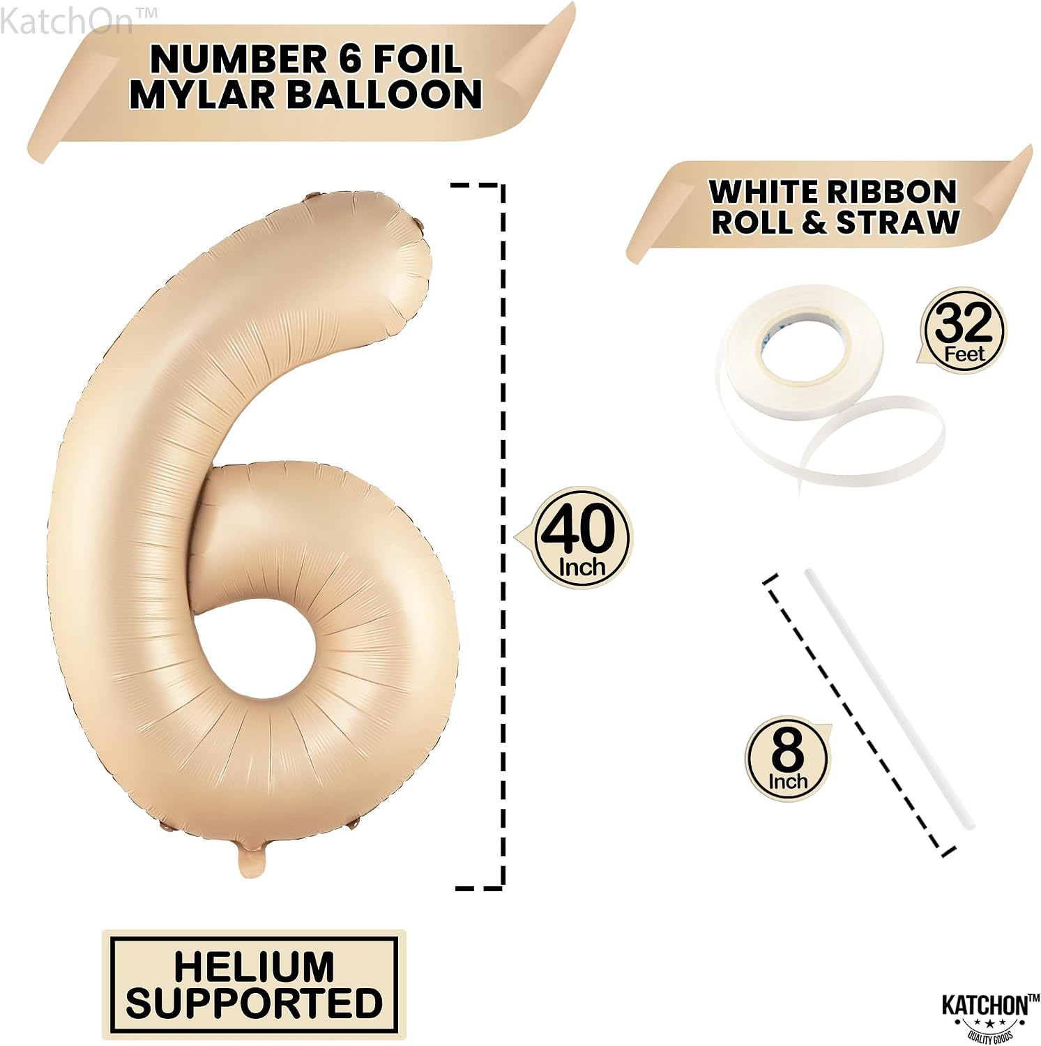 KatchOn Caramel Number 6 Balloon 40 Inch