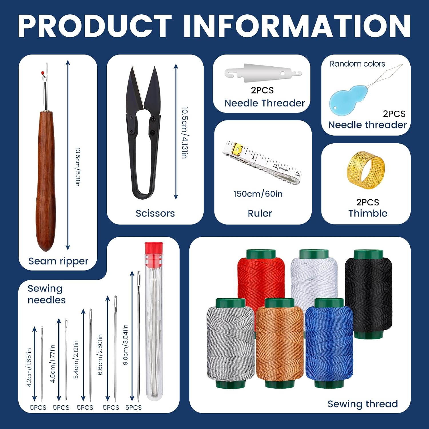 TLKKUE Sewing Kit for Adults, Steel Needles for Hand Sewing