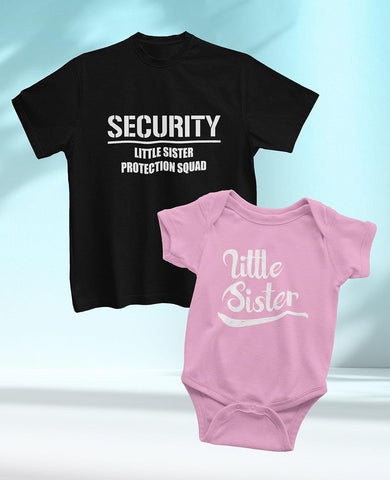 Tstars Security Squad Big Brother Little Sister Set Tee Baby Bodysuit