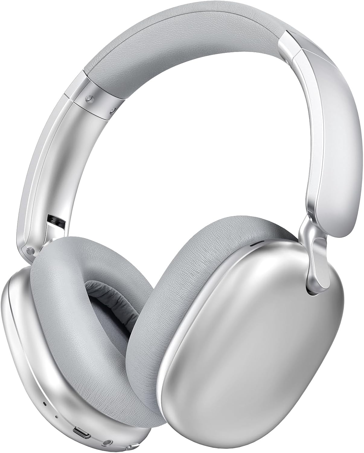 C6 Active Noise Cancelling Headphones, Wireless Over Ear Bluetooth Headphones, 60H Playtime, Lightweight Folding Comfort Fit Ear Cups Headset with Mic for iPad/Travel/PC/Home Silver