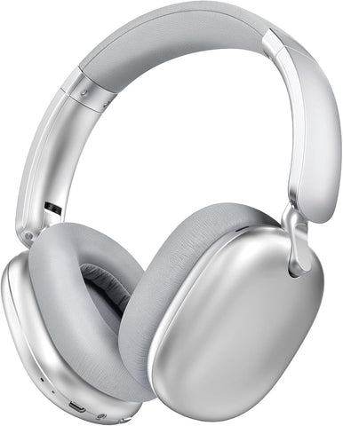 C6 Active Noise Cancelling Headphones, Wireless Over Ear Bluetooth Headphones, 60H Playtime, Lightweight Folding Comfort Fit Ear Cups Headset with Mic for iPad/Travel/PC/Home Silver