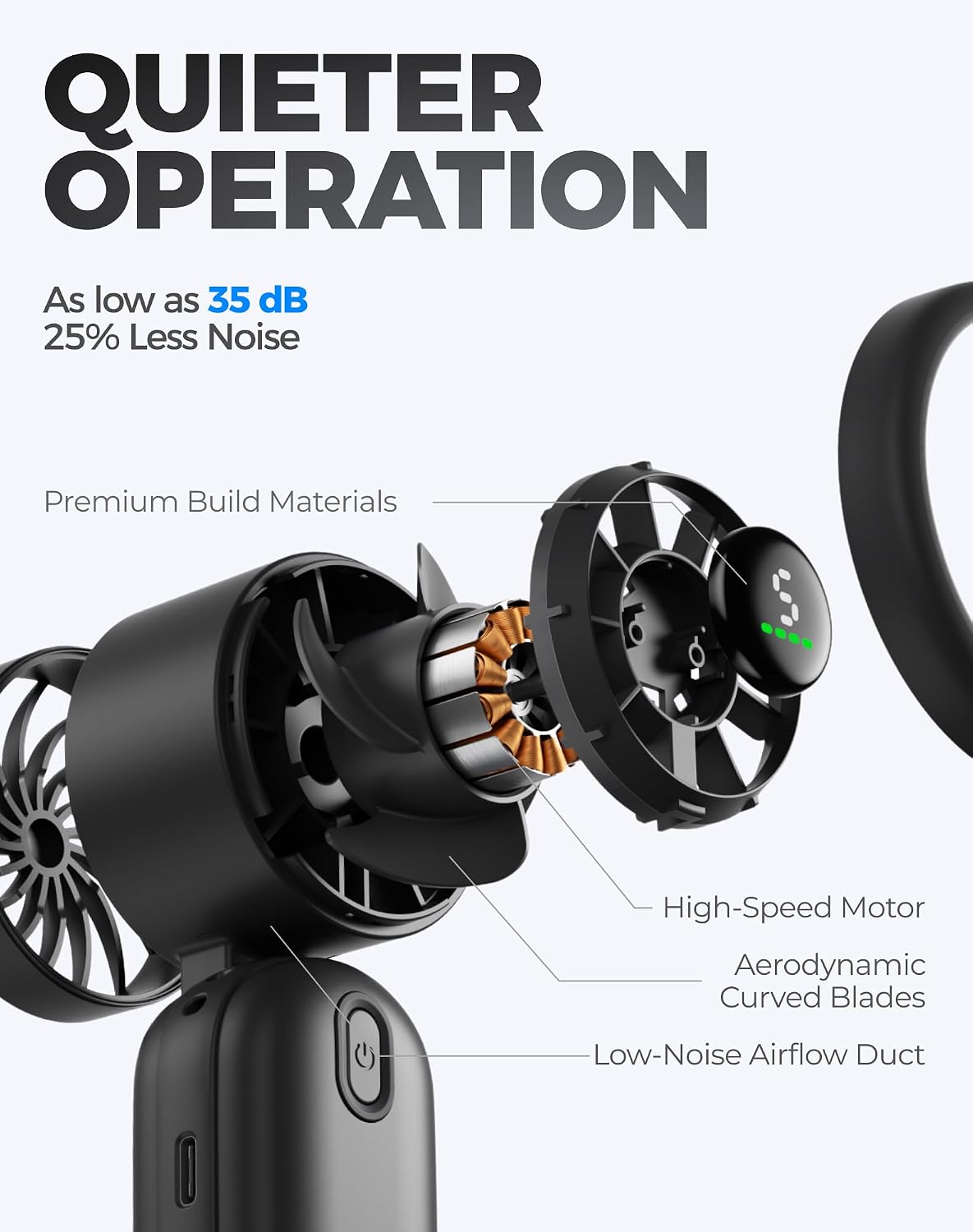 Diveblues Mini Portable Handheld Turbo Fan 27ft/s, 4000mAh Battery