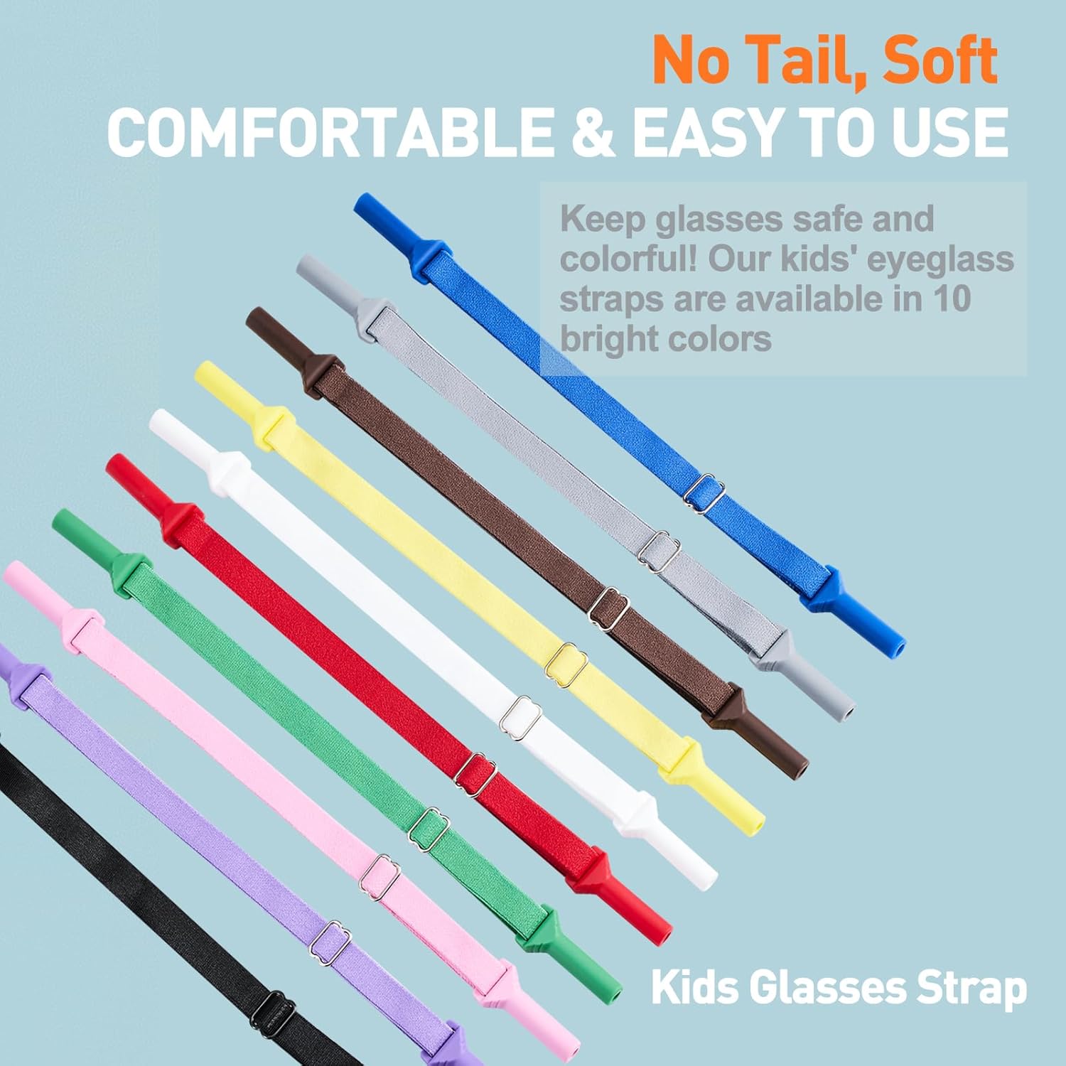 lvvfit Kids Glasses Straps(6.5-10inch)-Adjustable Glasses Strap Sports Sunglasses Eyeglasses Holder Straps for Toddler and Kids-Eyewear Retainers for boys and girls age 3-12 years (4pcs Blue)