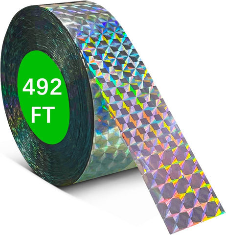 Benasan [492FT] Effective Birds Scare Ribbon, Reflective Flash Reflectors to Keep Pigeons, Hawks, Woodpeckers, Geeses Away from Trees Plants Crops