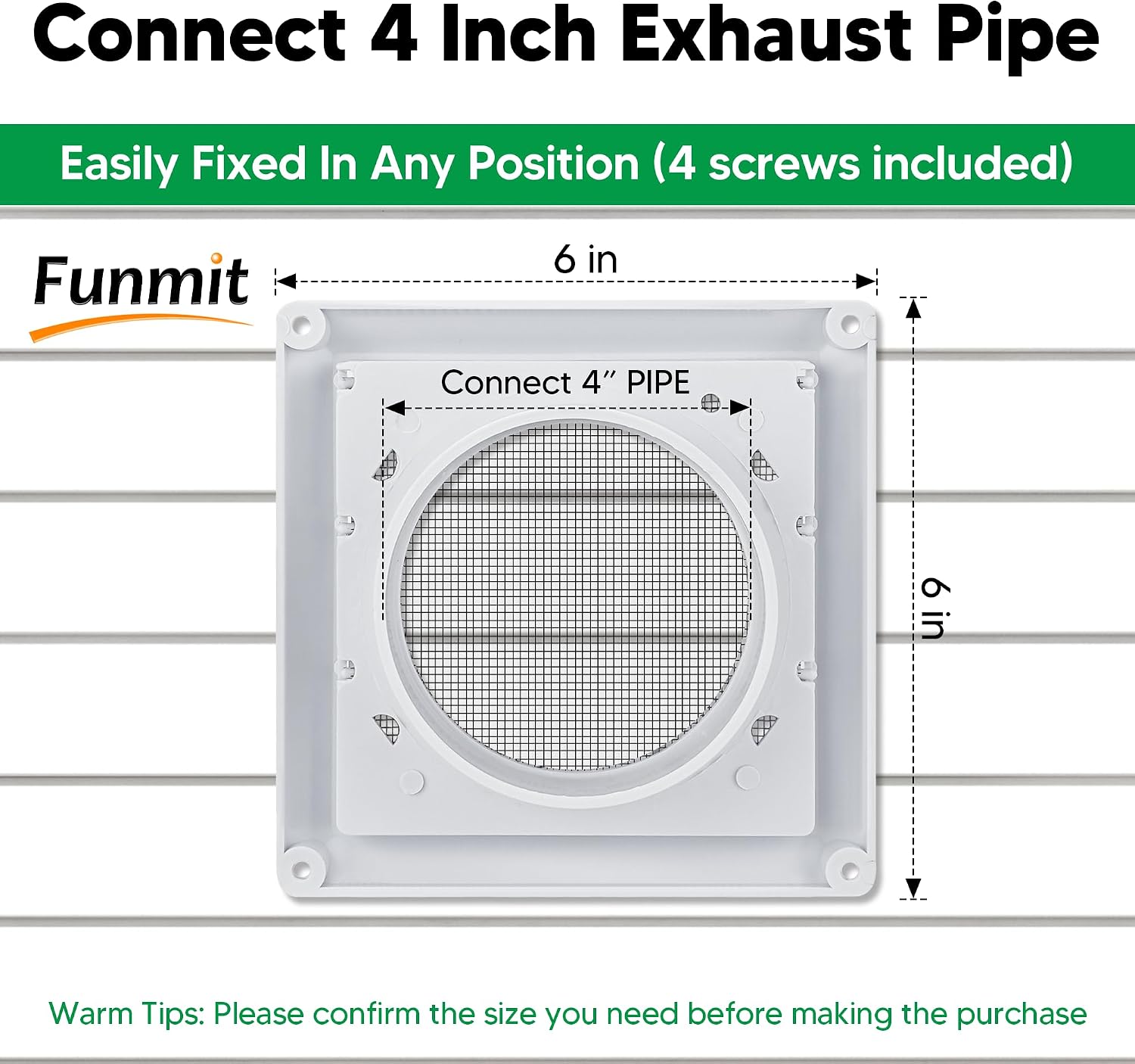 4 Inch Outdoor Dryer Vent Cover Louvered with Screen for Exterior Wall