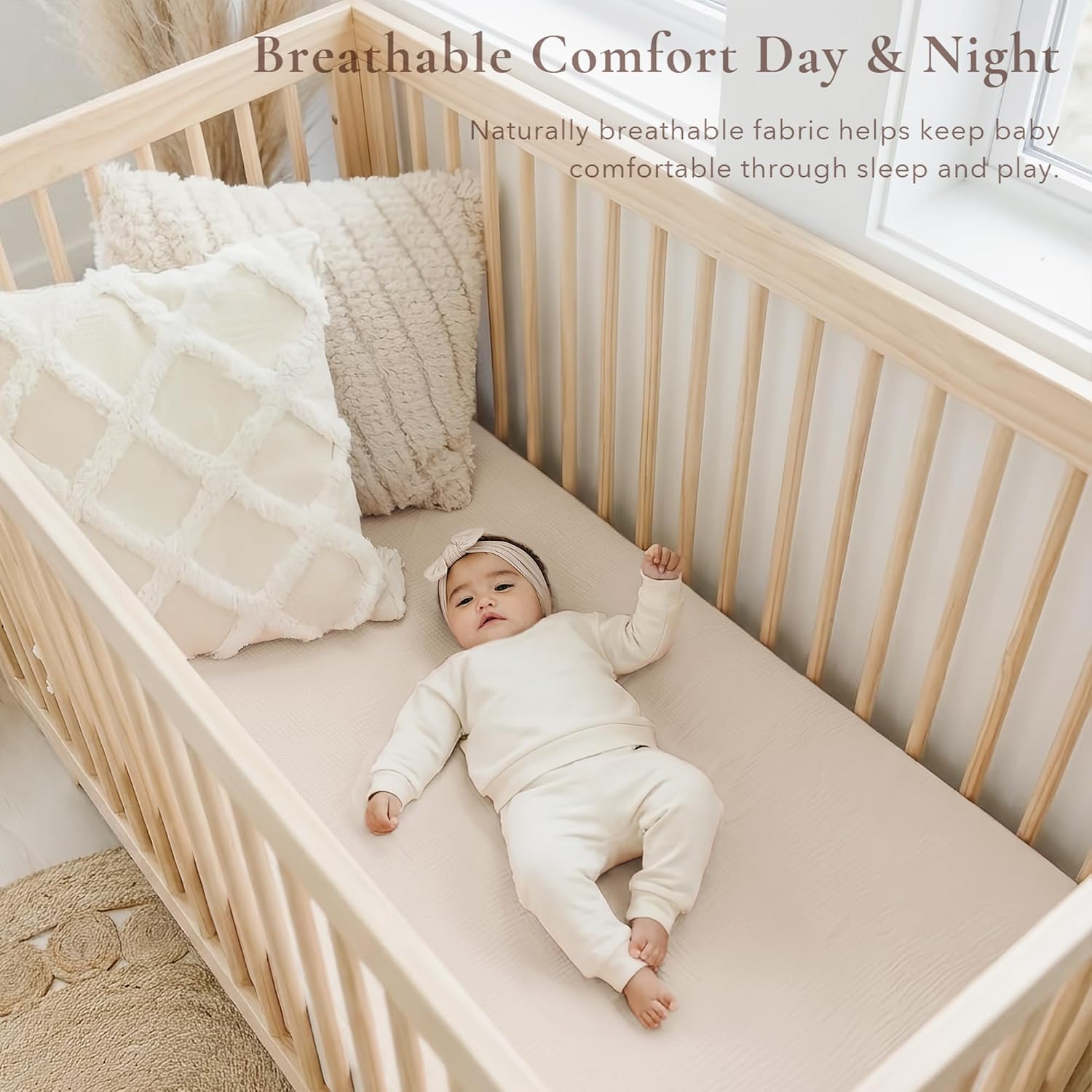 Konssy 2 Pack Muslin Crib Sheets for Standard Crib Mattress, 52" x 28"