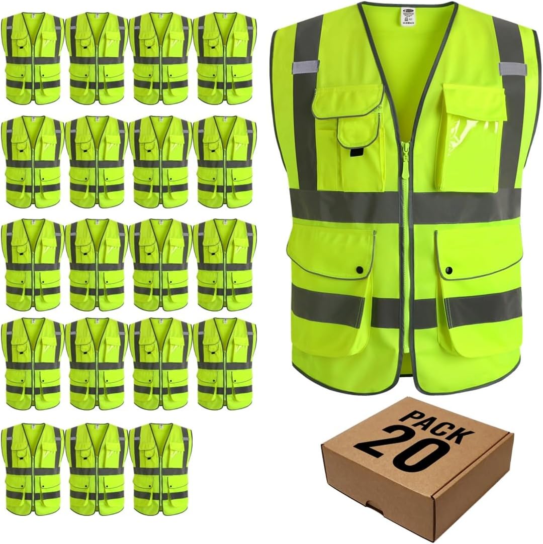 JKSafety Safety Vest for Men Women Reflective Hi Vis JK150 Yellow L